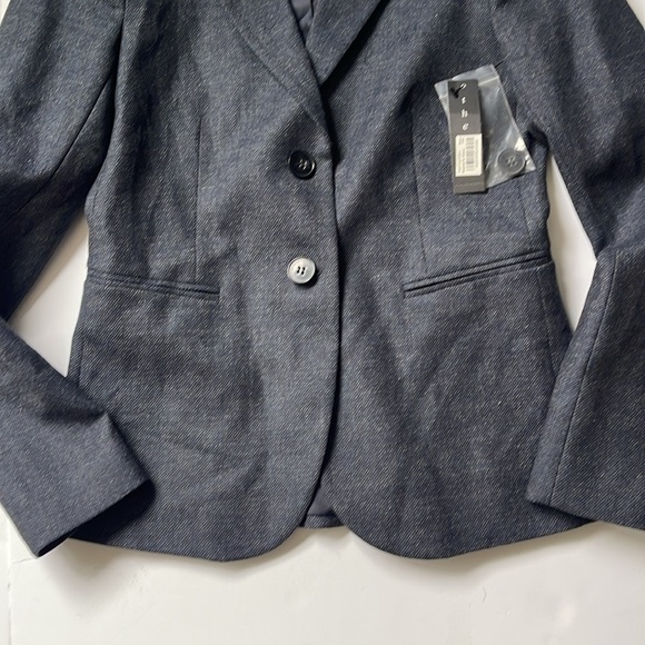 Theory NWT Zaylin Blazer Fern Virgin Wool Blue Multi 2 Button Size 00 - Picture 6 of 12